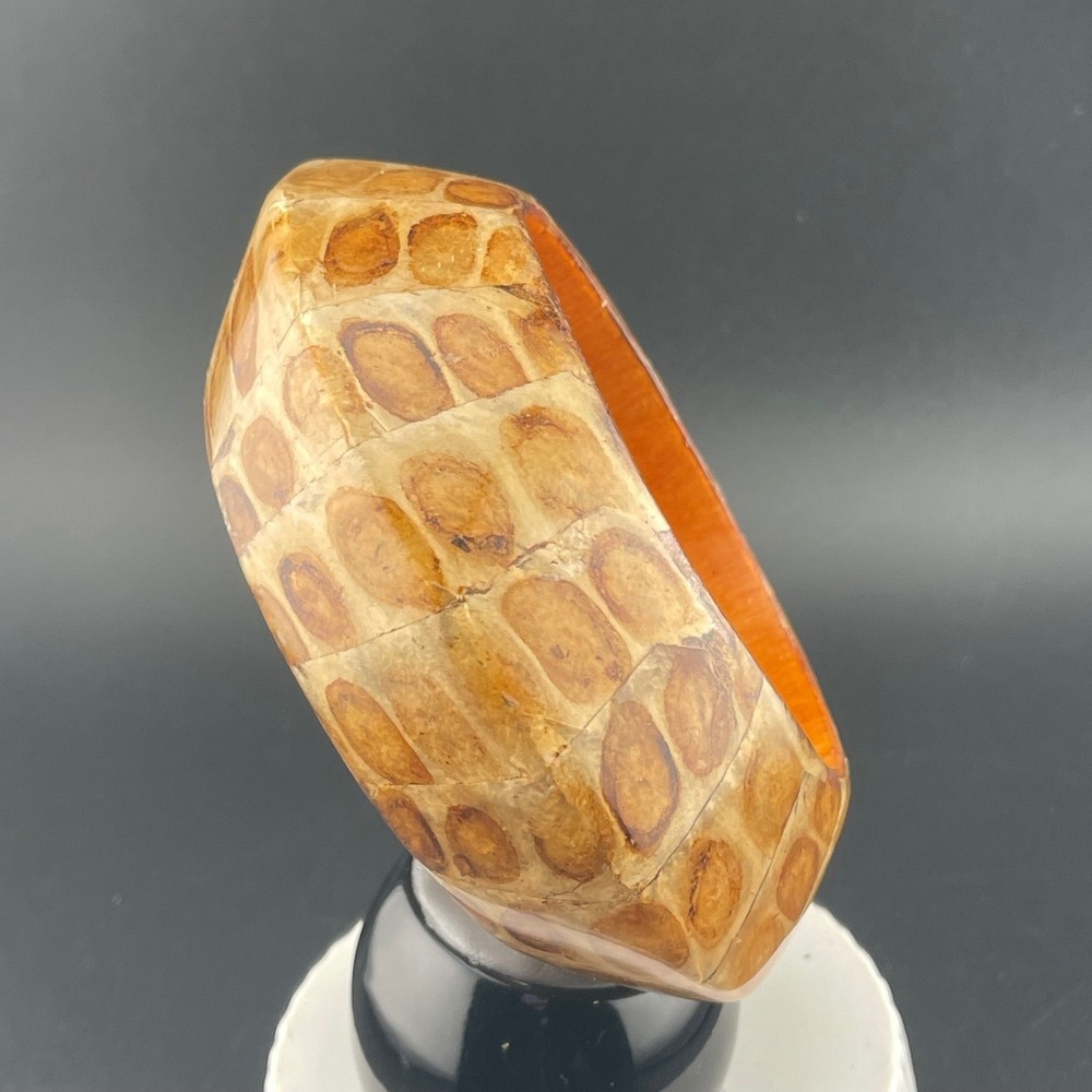 VTG KJL Capiz Shell Mosaic Bangle Bracelet Kenneth Jay Lane Wide Tortoiseshell